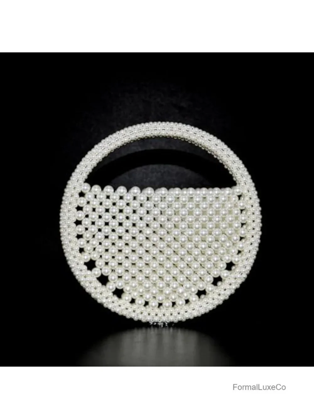 Handmade Pearl Beaded Clutch Top Handle Small Evening Bag
